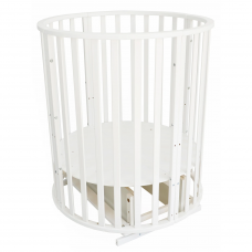 Кроватка детская INDIGO Омега New 6в1 круг-овал с поперечным маятником или на колесах