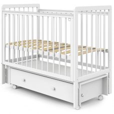 Кровать детская Indigo Vista продольный маятник на колесах, ящик белая аляска