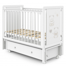 Кроватка детская Indigo Happy Friends маятник на колесах, ящик