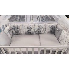 Комплект в кроватку Wellkid 17 предметов Медвежонок серый 