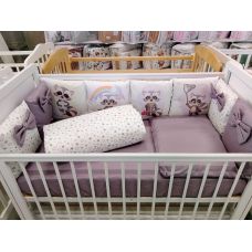 Комплект в кроватку Wellkid 17 предметов Енотики лиловый