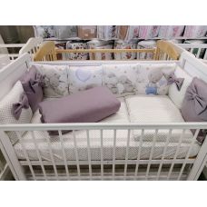 Комплект в кроватку Wellkid 17 предметов Зайки лиловый