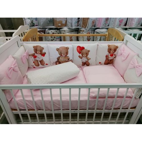 Комплект в кроватку Wellkid 17 предметов Love розовый